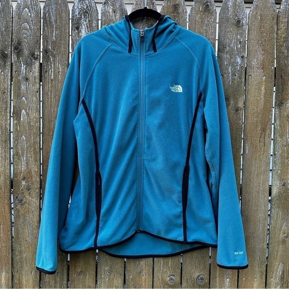 The North Face Teal Hooded Zip Fleece Jacket TKA 100 Sz XL